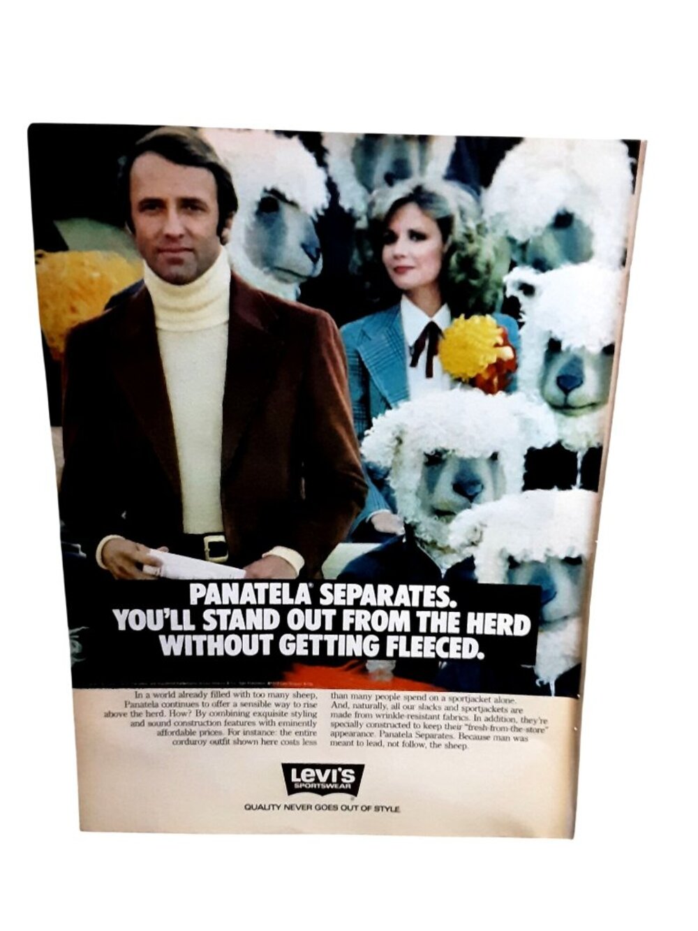 1978 Levi's Panatela Separates Vintage Fashion Print Ad Sheep Herd